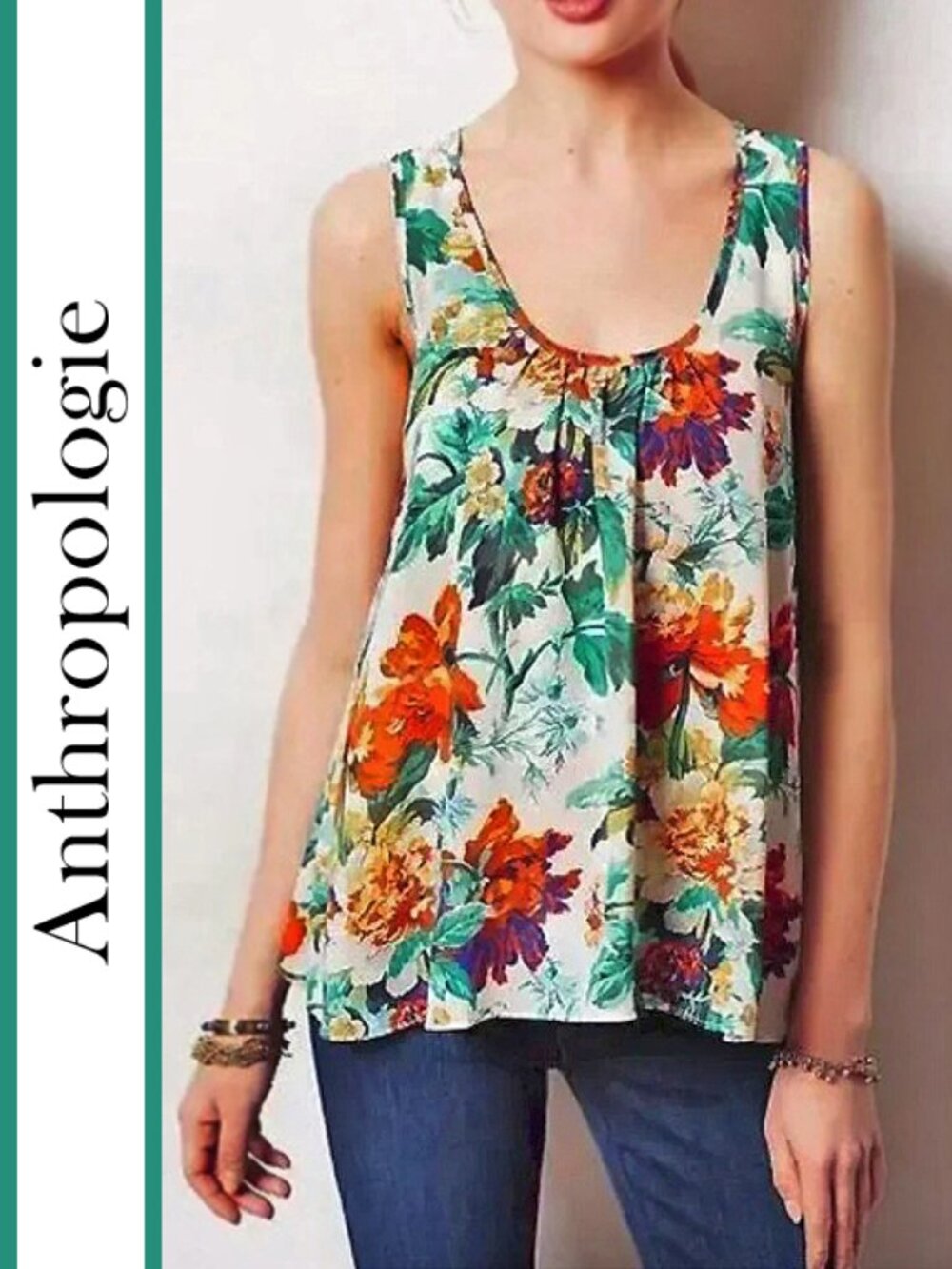 Anthropologie/Meadow Rue | 'Merlon' Floral Split Back Swing Top